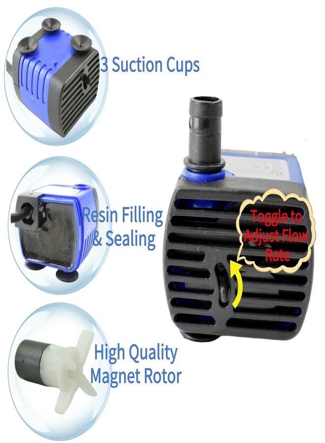 Conquerall CHA-220 240L/H 60GPH AC 110V Submersible Pump 3W Mini Ultra Quiet Water Pump 1.64ft High Lift for Fish Tanks, Small Ponds, Fountains, Water Features, Statues, Hydroponics and Pet Fountains - Image 5